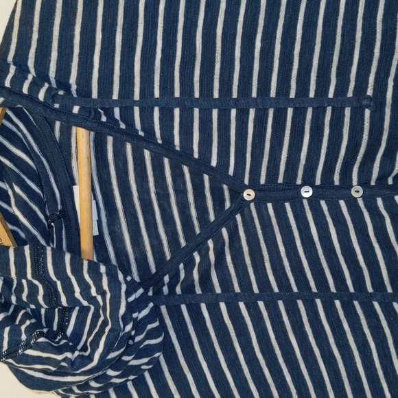 JJill Women's Size L Petite Linen Cotton Blend Nautical Theme Popover Top - Picture 5 of 13